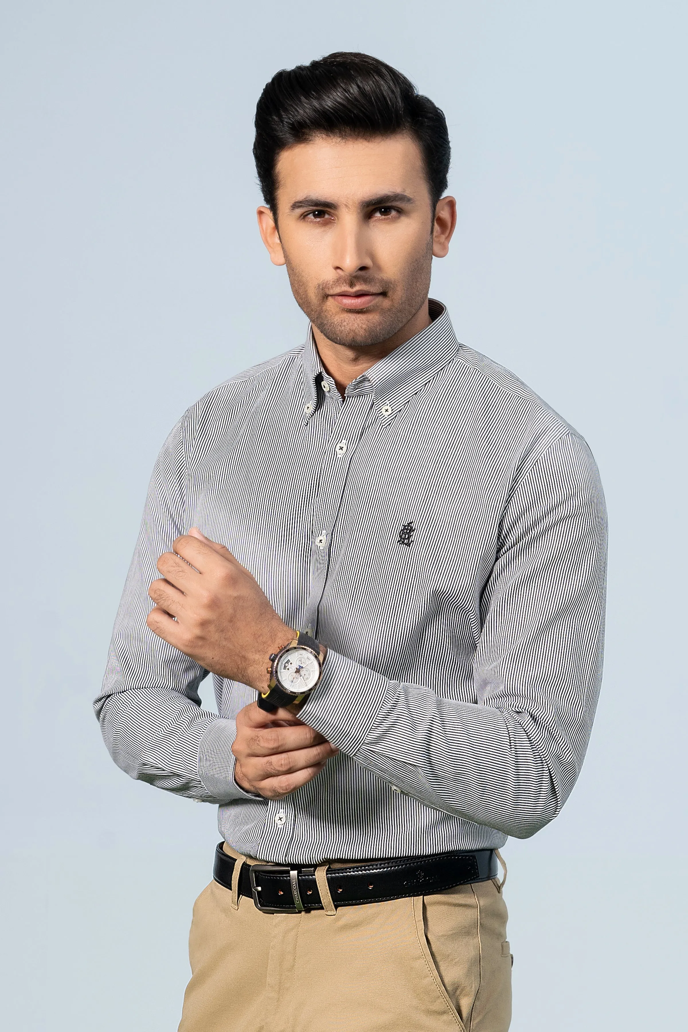 SEMI FORMAL SHIRTS GREY STRIPER
