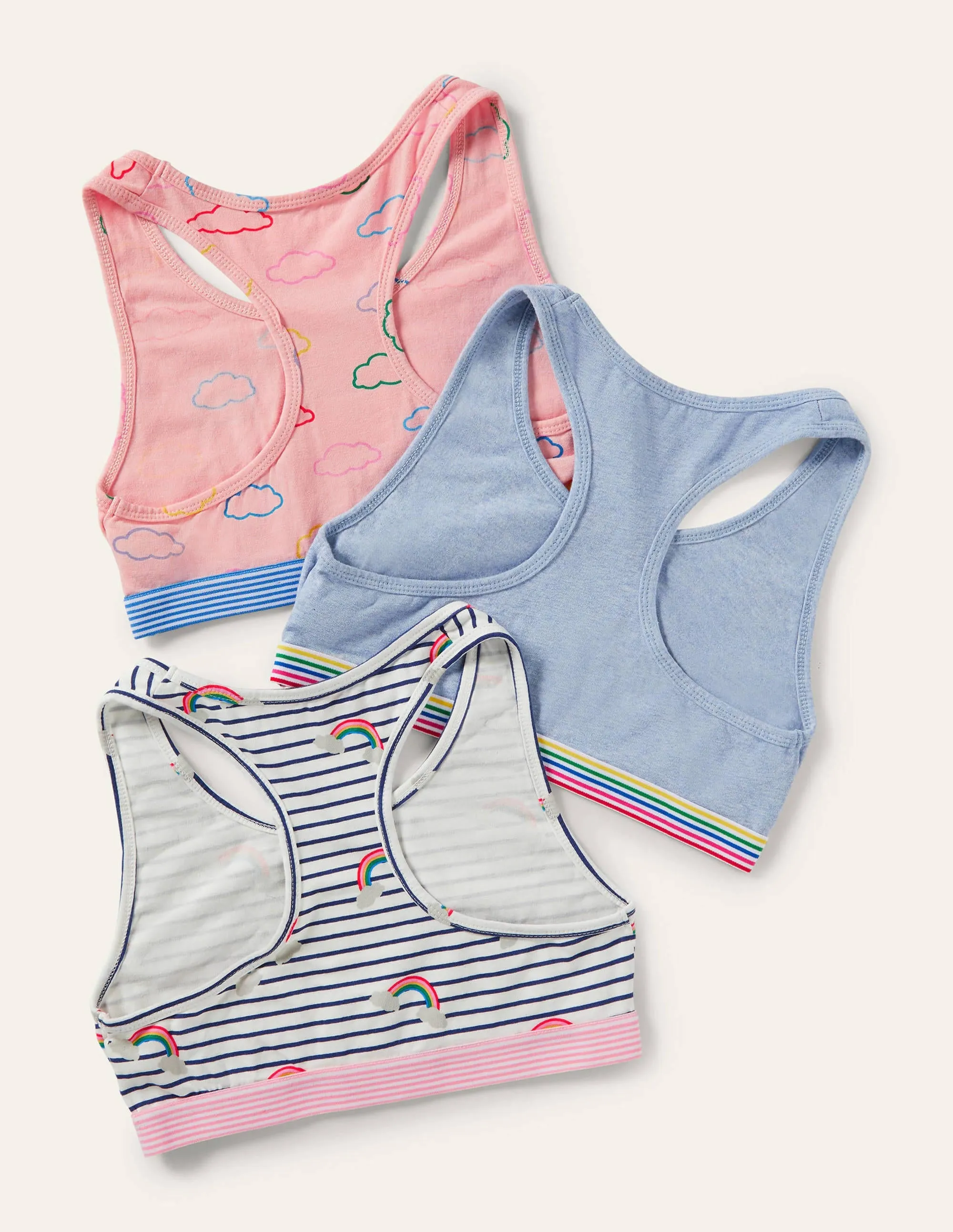 Sporty Crop Tops 3 Pack-Rainbow Clouds