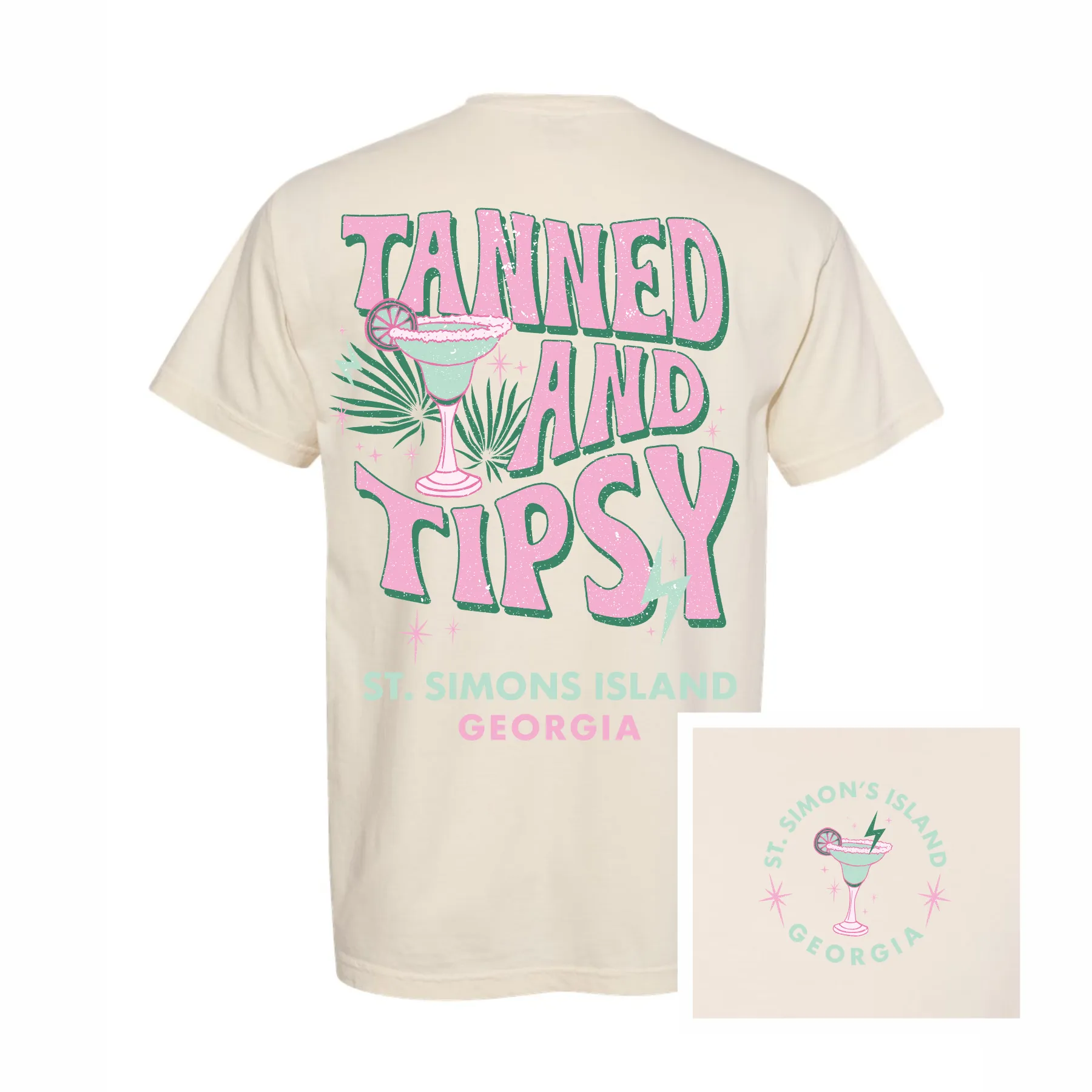 St. Simons Island Tanned and Tipsy Tee • Off White