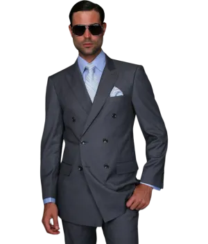 Statement Men's charcoal gray double breasted suit classic fit pleated pants