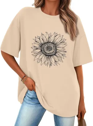 Trendy Queen Womens Graphic Tees Oversized Casual Tops Short Sleeve Loose Fit T Shirts Going Out Cute Summer Tops 2025