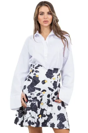 White flower 2 piece skirt set
