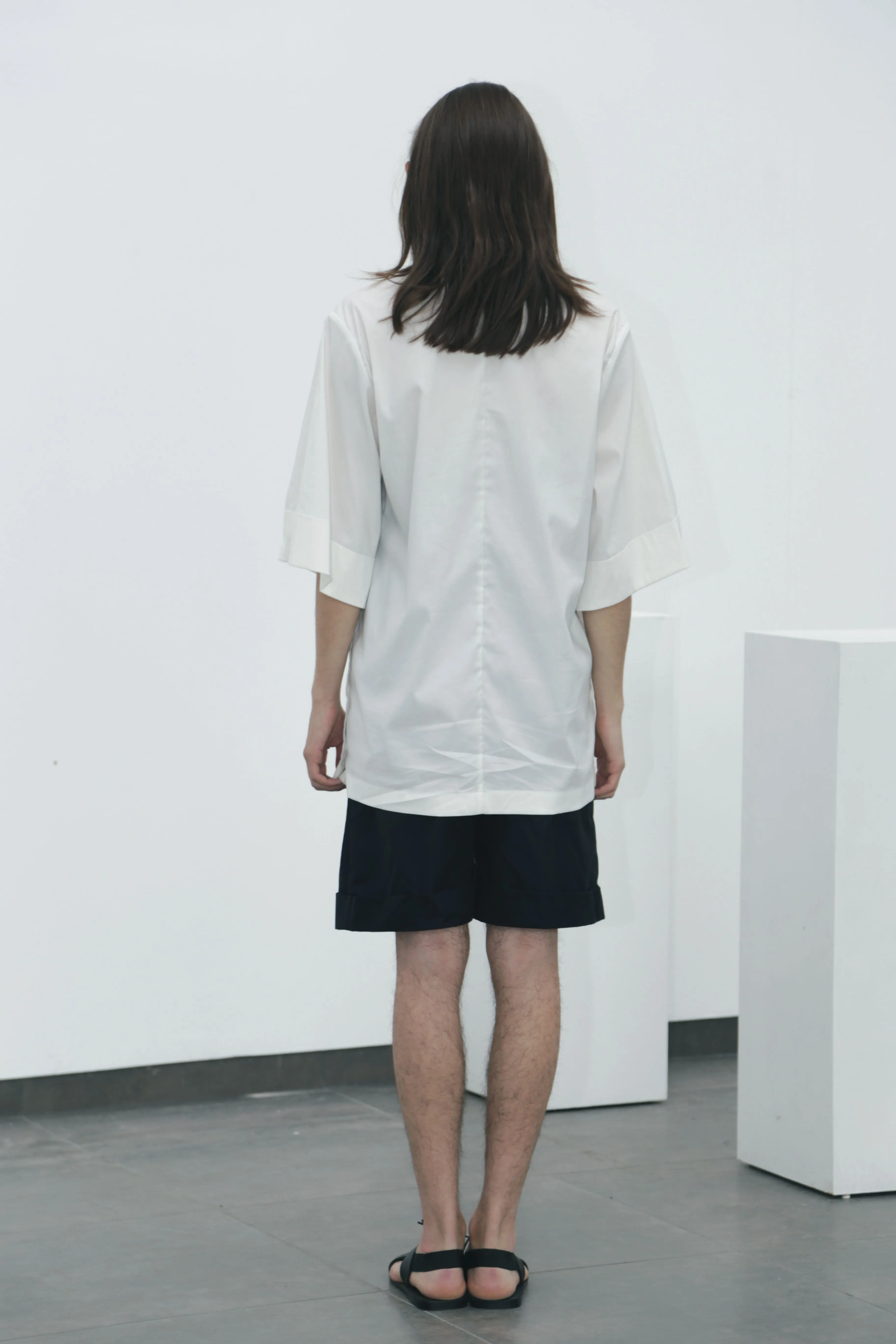 White wide-sleeved shirt