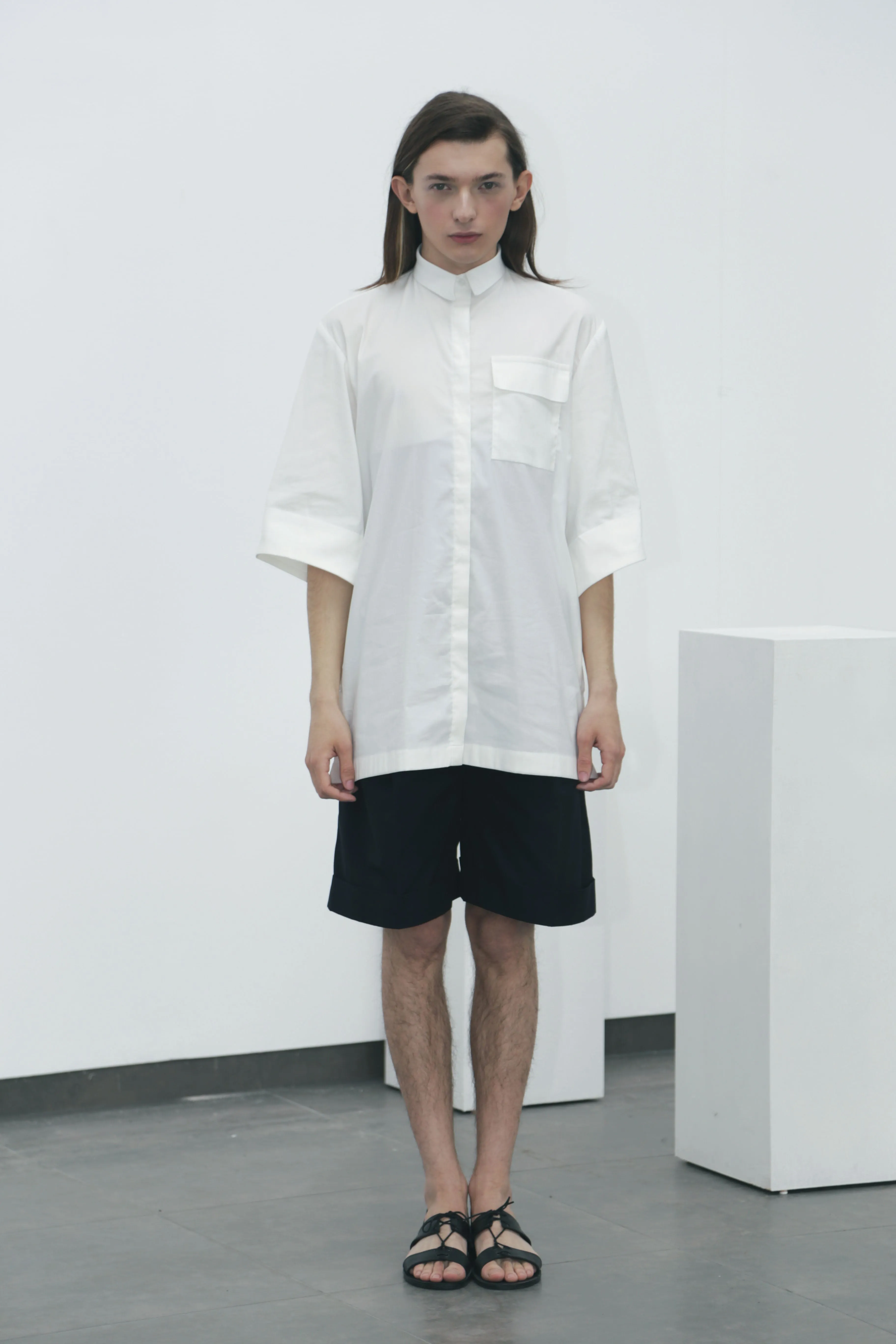 White wide-sleeved shirt