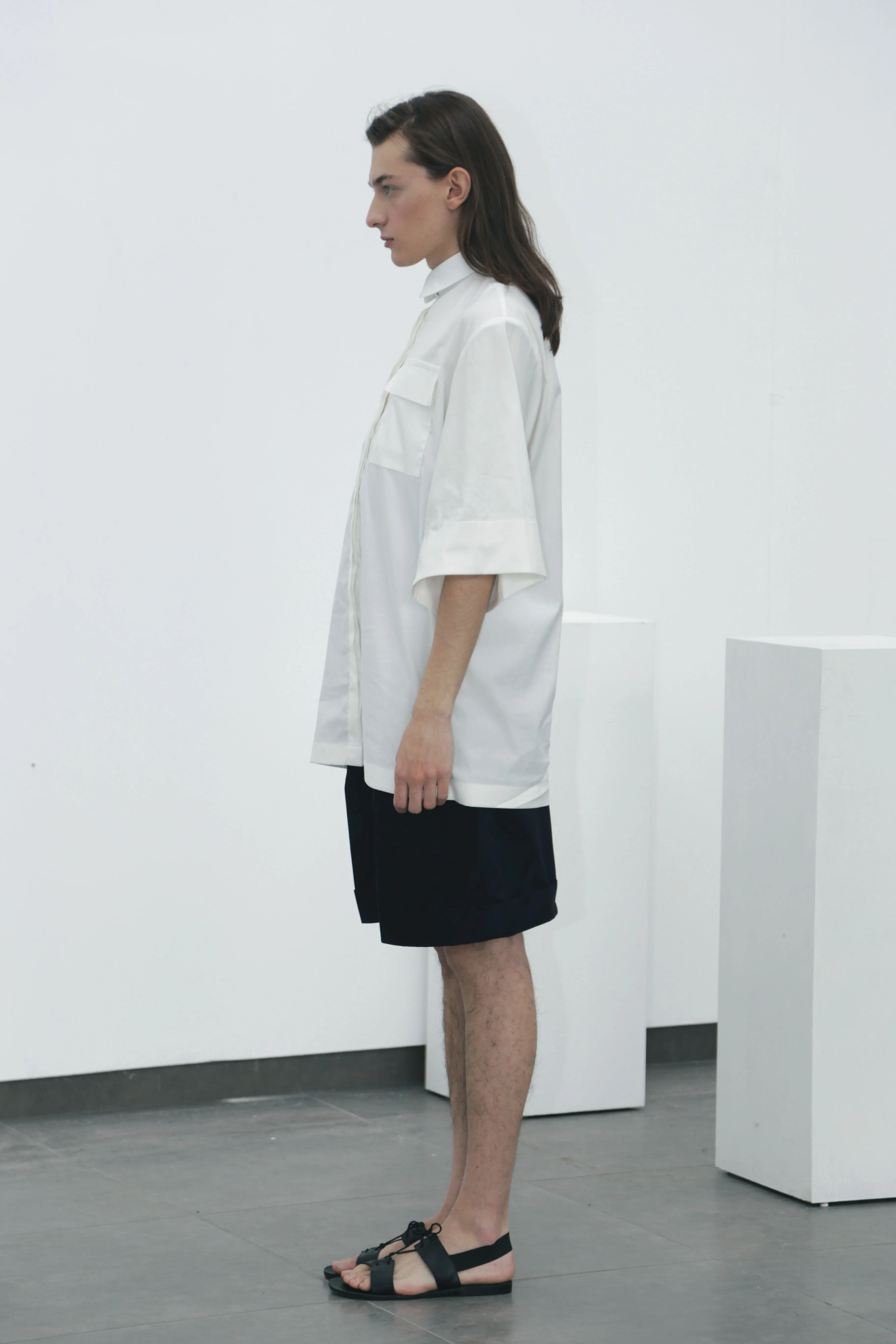 White wide-sleeved shirt
