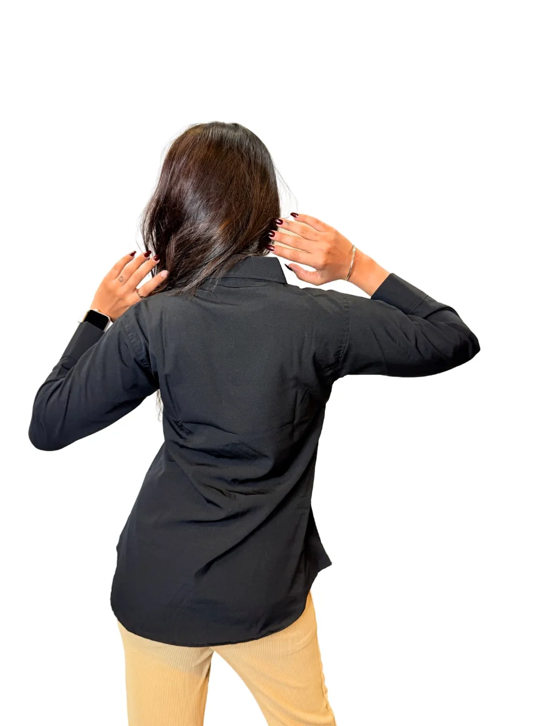 Women's Black Opaque Formal Shirt