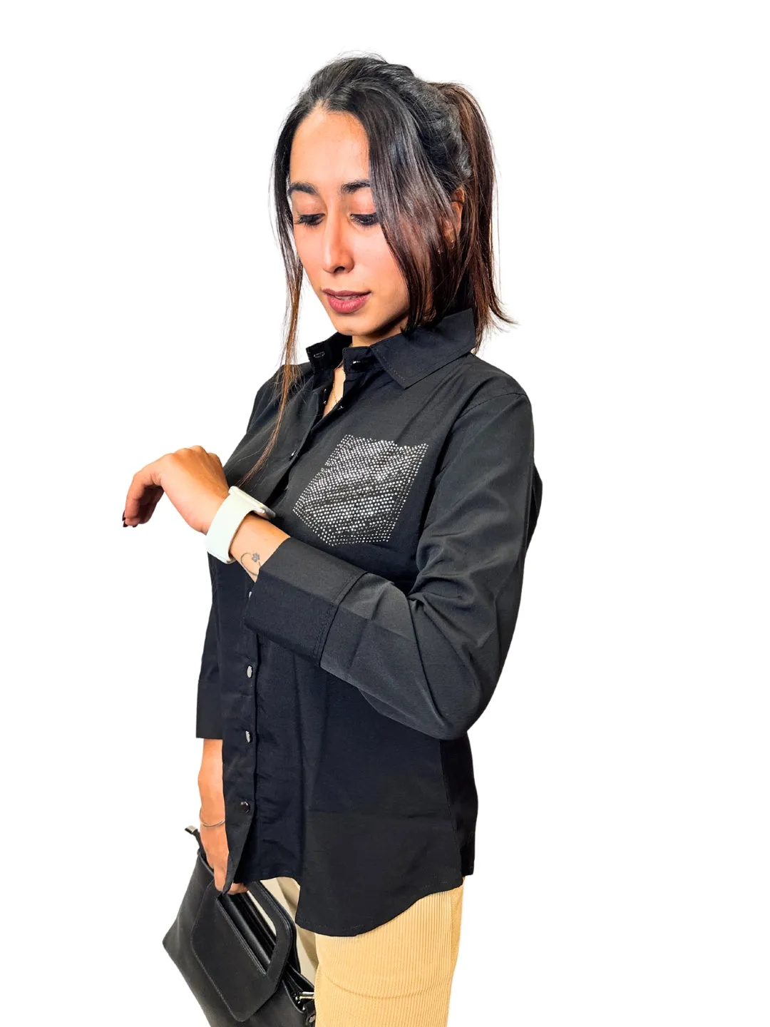 Women's Black Opaque Formal Shirt
