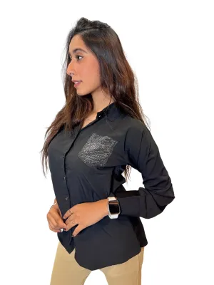 Women's Black Opaque Formal Shirt