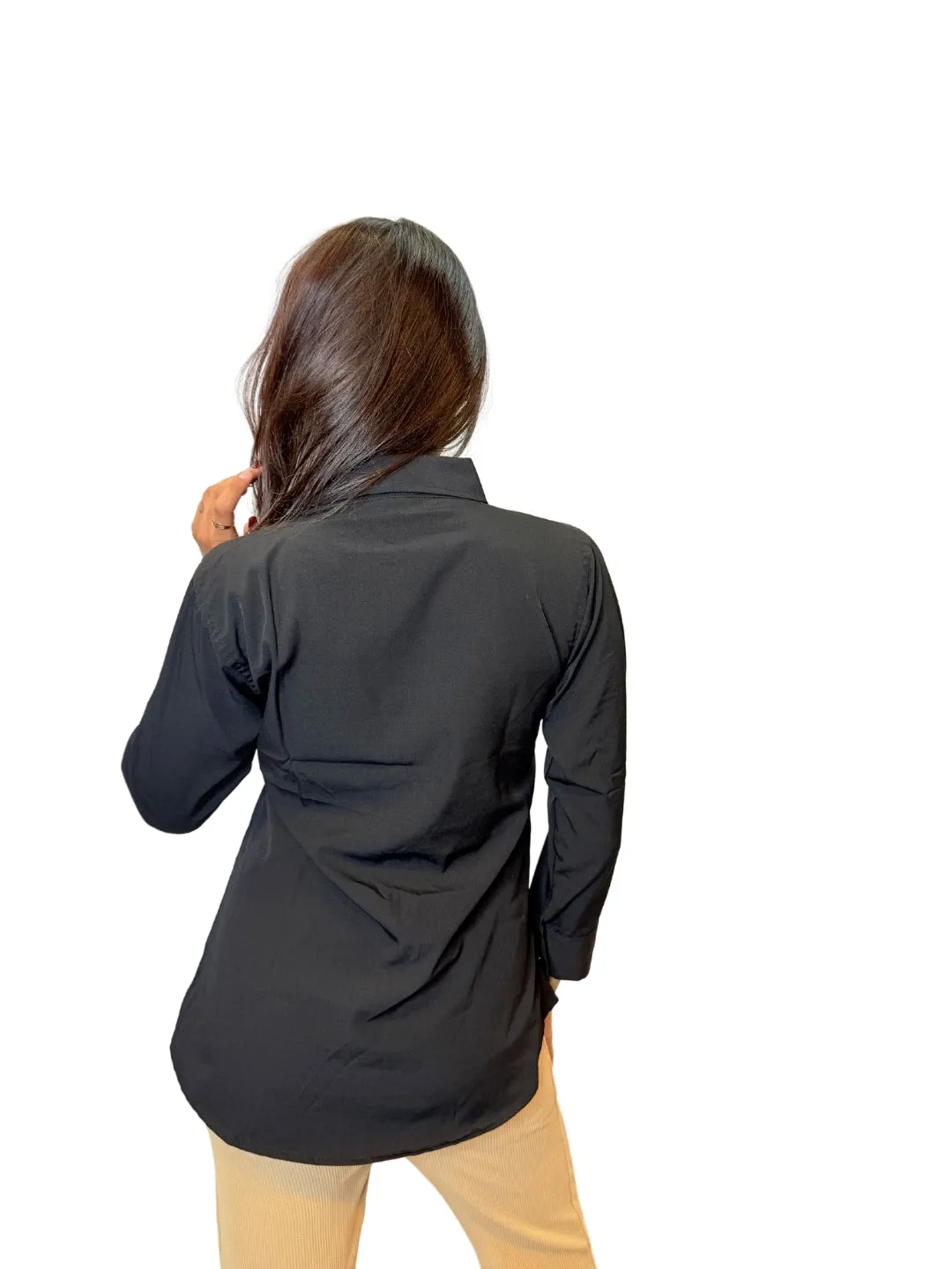 Women's Black Opaque Formal Shirt