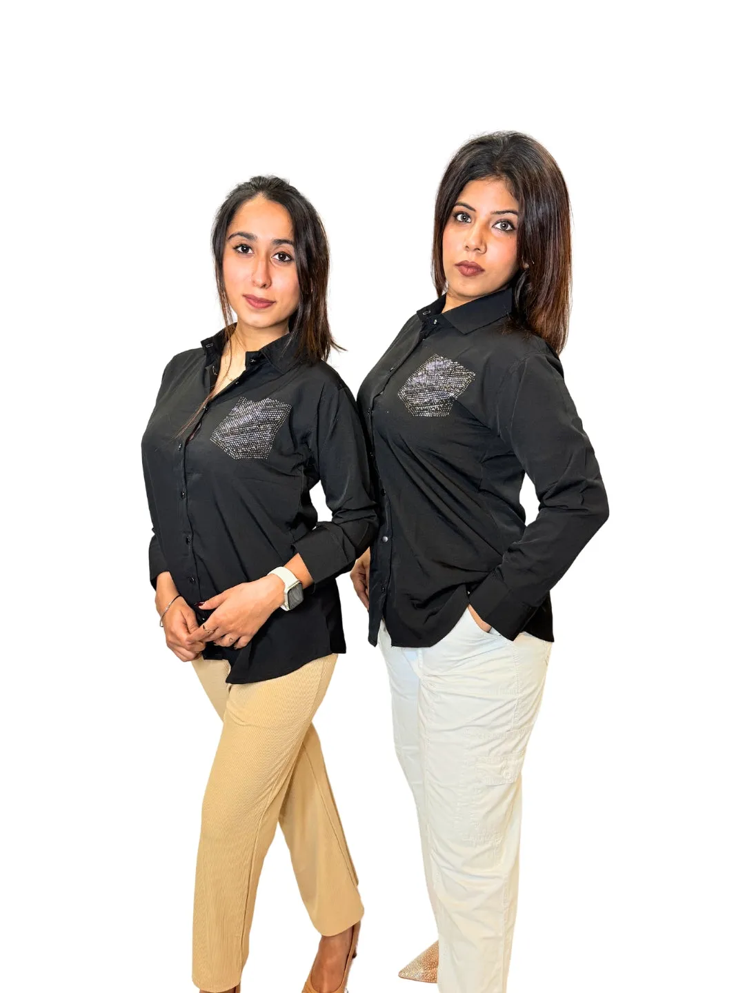 Women's Black Opaque Formal Shirt