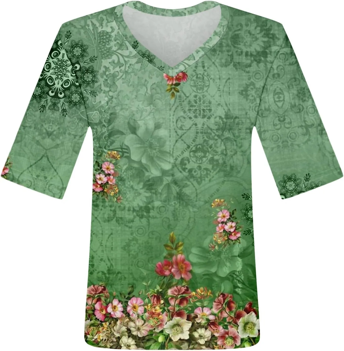 Womens Tops Half Sleeve Tops for Women Women's V Neck T Shirts Trendy Casual Print Pullover Summer Tees