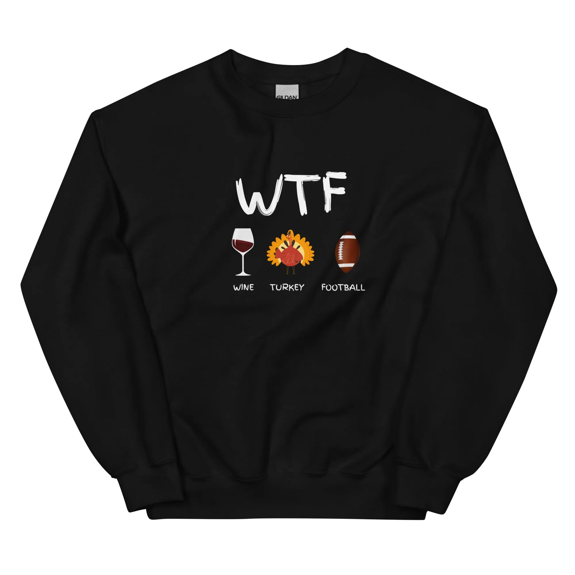 WTF, Wine, Turkey, Football, Fall Coffee Sweatshirt for Women, Vintage Thanksgiving Sweater, Fall Crewneck WTF Sweatshirt, Autumn Sweatshirt