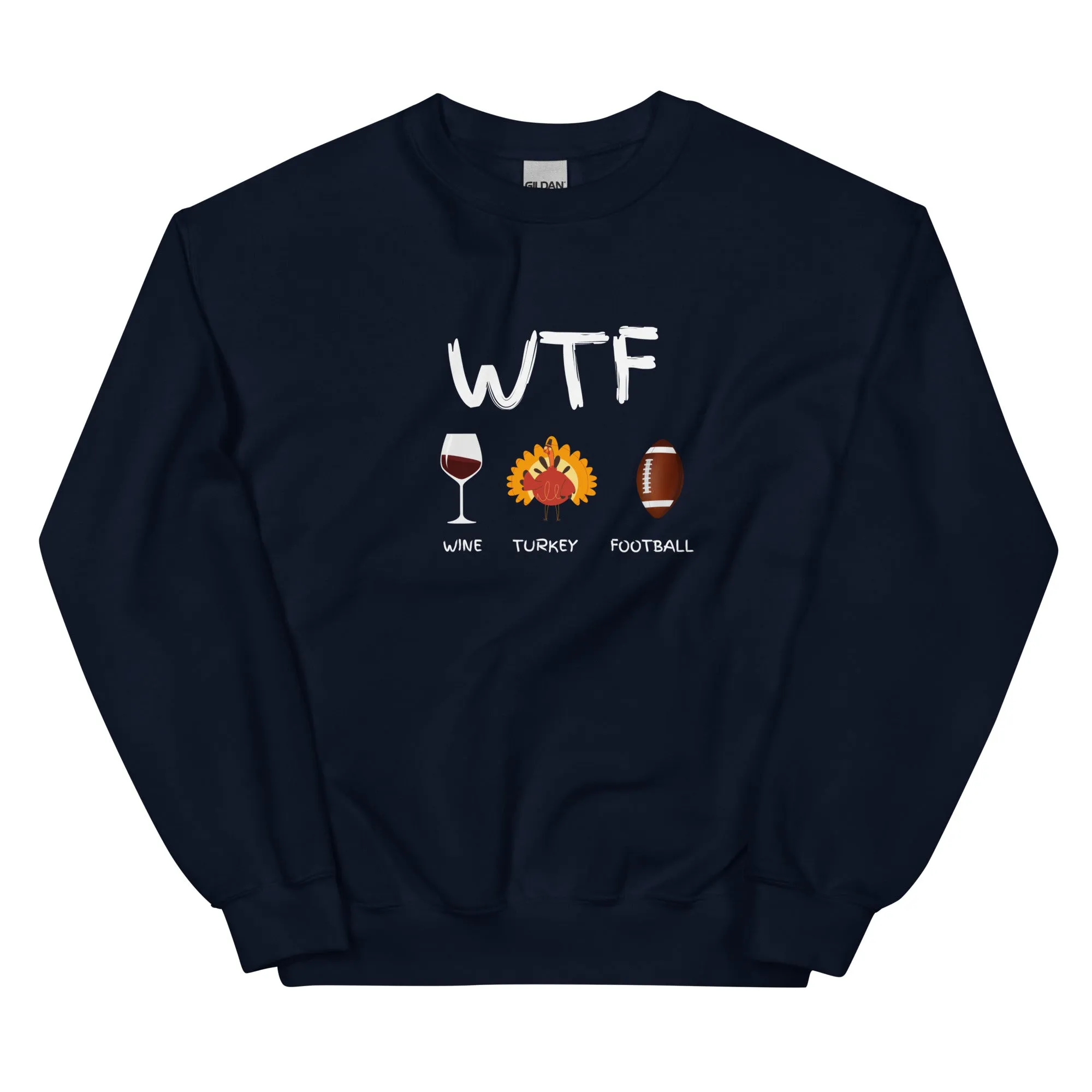 WTF, Wine, Turkey, Football, Fall Coffee Sweatshirt for Women, Vintage Thanksgiving Sweater, Fall Crewneck WTF Sweatshirt, Autumn Sweatshirt
